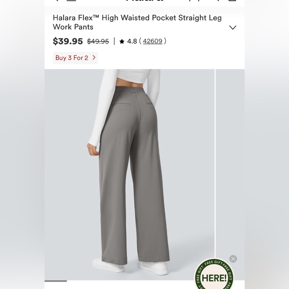 HALARA High Waisted Straight Leg Gray Pants